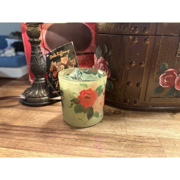 Dale Tiffany Hand Painted RoseBell Lamp Gift Set Candle Holder Wooden Jewelry Bo - Picture 3 of 16